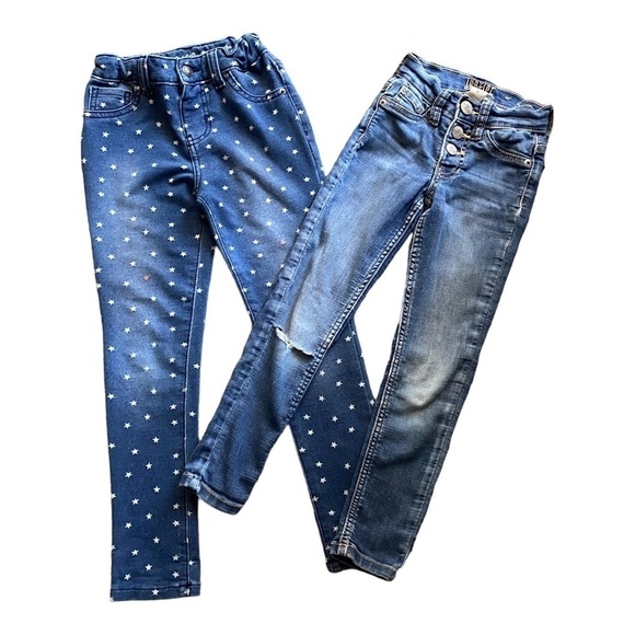 GIRLS SIZE 6 TWO PAIR OF JEANS-CAT & JACK-JUSTICE - Picture 1 of 5
